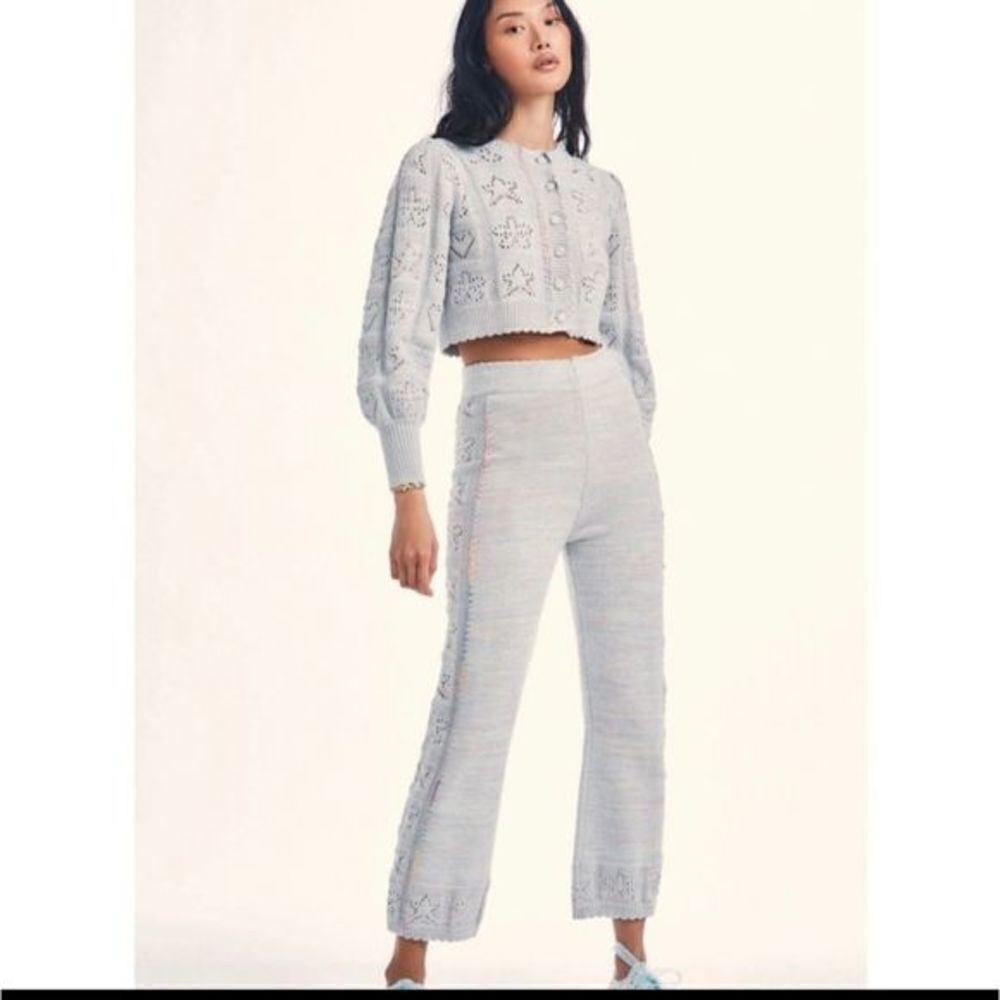 New! LoveShackFancy Toro Knit Wide Leg Pants Size Medium